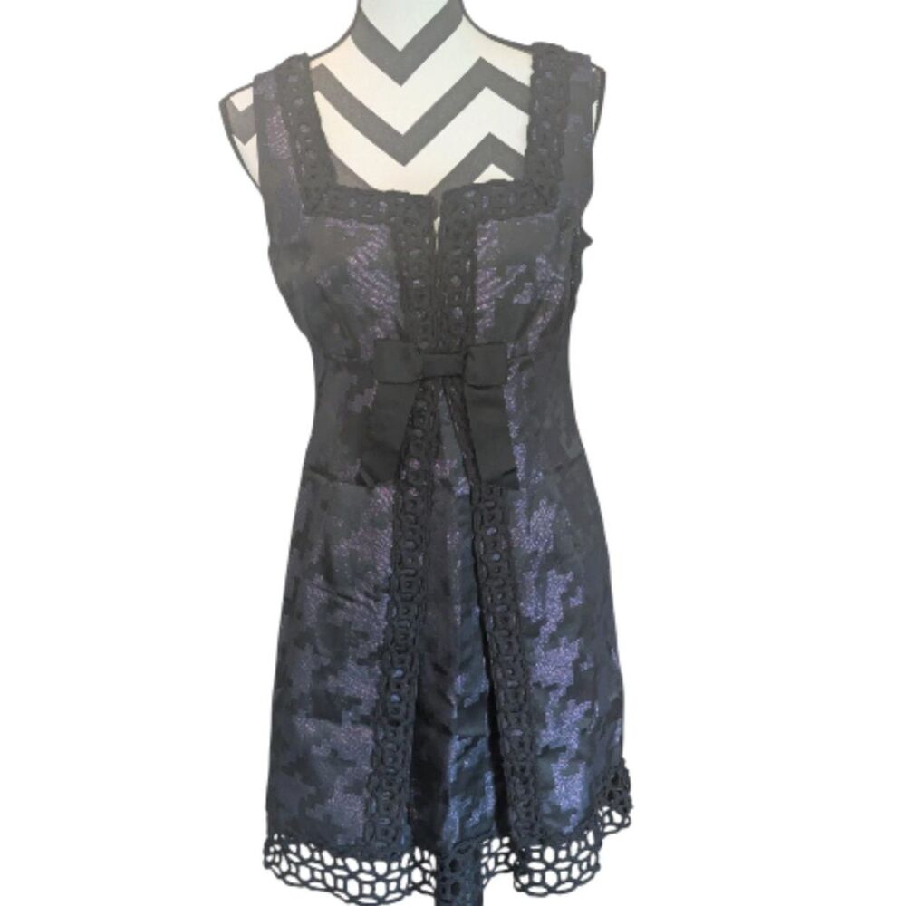 Anna Sui Whismsygoth dark Fairytale Houndstooth Shimmer Dress Size 11